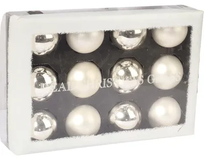Image de Lot de 12 boules de Noël en verre, assorties, couleur argent