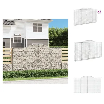 Produktbild von vidaXL Gabionen mit Hochbogen 3 Stk. 300x30x160/180cm Verzinktes Eisen -  Blumentöpfe & Pflanzgefäße