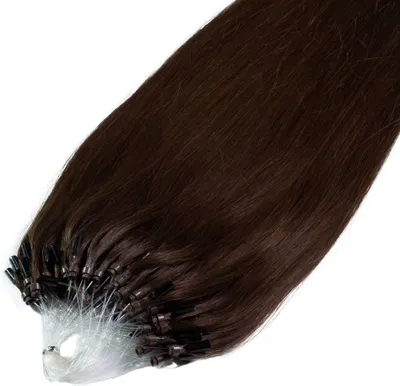 Produktbild von hair2heart Premium Microring Extensions ľudské vlasy rovné - 25 prameňov 1g 60cm 4/0 stredne hnedé