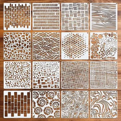 Obrázek produktu pro Sada mikroperforovaných šablon pro malování a techniku mixed media – opakovaně použitelné texturové šablony pro umění, přáníčka, kresby a malbu na plátno