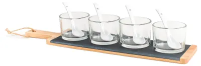 Produktbild von H&h 10er Set Aperitifstücke aus Bambus und Schiefer 40x9xh1 cm