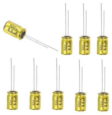 10 Stück 6,8 µF 100 V ungepolte Elkos 13 x 8 mm