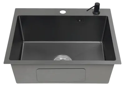 Produktbild von Spülbecken Küche - Edelstahl Einbauspüle - Einzelbecken - Rechteckig - 1 Hahnloch ohne Armatur - 55 x 45 cm - Schwarz