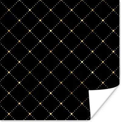 Produktbild von MuchoWow® Poster Polka dots - Gold - Schwarz 75x75 cm - Wand Dekoration