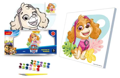 Image de Kit créatif Peinture par numéros, 30x30 cm, avec chevalet. Paw Patrol : Skye. Référence : QB913-009
