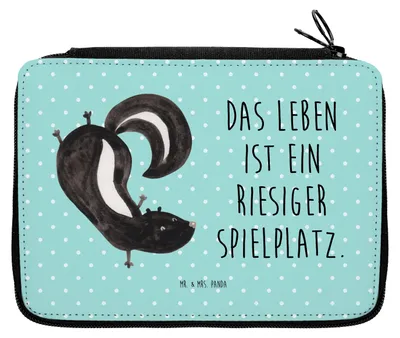 Produktbild von Mr. & Mrs. Panda Schlampermäppchen Stinktier Handstand - Türkis Pastell - Geschenk, Schulmäppchen, Skunk, Etui, Federmäppchen, Stinker, Raubtier, Federtasche, Wildtier