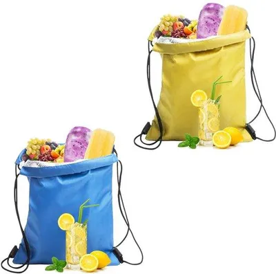 Immagine prodotto di Borsa termica impermeabile in alluminio, mini borsa porta pranzo, blu/giallo, per il lavoro, la scuola, i viaggi