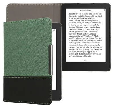 Produktbild von kwmobile Hülle kompatibel mit Kobo Aura Edition 2 - Canvas eReader Schutzhülle Cover Case - Dunkelgrün Schwarz