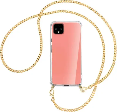 Produktbild von Handykette Backcover-Schutzhülle mit Band (Metall goldfarben) für Google Pixel 4 - goldfarbene Kette