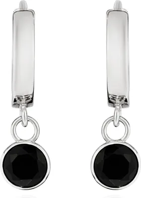 Produktbild von NKlaus Paar Klappcreolen 925 Silber rhodiniert Ohrringe 12mm Zirkonia schwarz Anhäger 11894