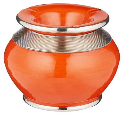 Obrázok produktu pre Orientálny vonkajší popolník s vekom Cariba Orange, veľkosť 11 cm | Marocký keramický popolník s farebnou striebornou výzdobou | Popolník Sturma ako riad a dekorácia