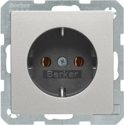 Productafbeelding van Berker stopcontact SCHUKO, alusamt, artikelnummer 47436084, type Q.1/Q.3/Q.7