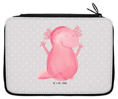 Produktbild von Mr. & Mrs. Panda Mäppchen Axolotl Hurra - Grau Pastell - Geschenk, Motivation, Spaß, Etui, Federtasche, Freude, Bleistiftetui, Schlamper, Fröhlich, Schreibmappe