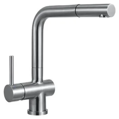 Immagine prodotto di Miscelatore monocomando con getto per tubo flessibile - acciaio inox spazzolato opaco, bassa pressione, cartuccia Vetroceramica