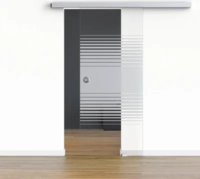 Produktbild von Pertura Glasschiebetür Komplettset Glera Strata 775x2050 mm inkl.Beschlag Selir Aluminium natur,Griffmuschel