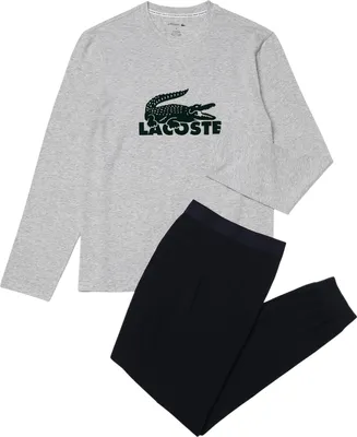 Image de Ensemble de pyjama Lacoste à manches longues avec logo en velours, en jersey de coton