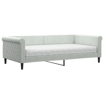 Produktbild von Tagesbett mit Matratze Hellgrau 100x200 cm Samt