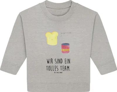 Produktbild von Mr. & Mrs. Panda Organic Baby Pullover Toast Marmelade 12. - 18. Monat - Heather Grey - Geschenk, Toastbrot, Lustige Sprüche, Brot, Bullover, Süß, Küche Deko