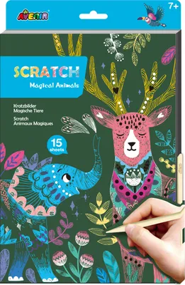 Produktbild von AVENIR Kratzkunstbuch A4 – Magische Tiere