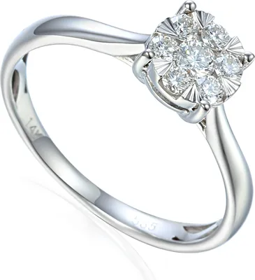 Produktbild von 585er Weissgold Damenring Solitair mit Zirkonia Gr. 54 Illusion 4er Krappe