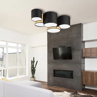 Obrázek produktu pro Stropní svítidlo tkanina 81 cm dlouhé 5 světel moderní černé zlaté E27 obývací pokoj ložnice stropní svítidlo