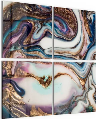 Produktbild von DEQORI Glasbild Echtglas 4x50x50 cm 's Marmordesign' Wandbilder XXL groß