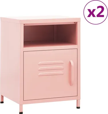 Produktbild von The Living Store Nachttische 2 Stk. Rosa 35x35x51 cm Stahl