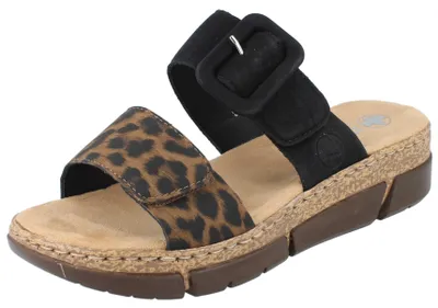 Produktbild von RIEKER Damen Pantolette braun leo Kunstleder - Größe: 42