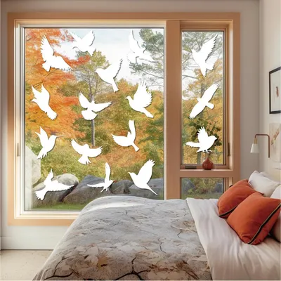 Produktbild von Fensterbilder Frühling Selbstklebend 16 Stück Vögel Blumen Kinderzimmer Deko