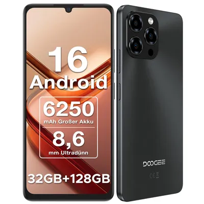 Produktbild von DOOGEE Note 58 Smartphone Handy, Android 16, 6,75" 90Hz, 6250mAh Akku, 32GB RAM+128GB ROM, 4G, 16MP, NFC, Gesichtserkennung, ohne Vertrag