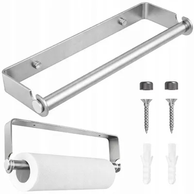 Produktbild von Küchenrollenhalter Wandhalter silber Aluminium zum Schrauben Küche Bad 33 cm
