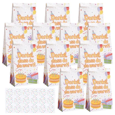 Produktbild von 24 Stück Geschenktüten für Kindergeburtstage mit Aufklebern