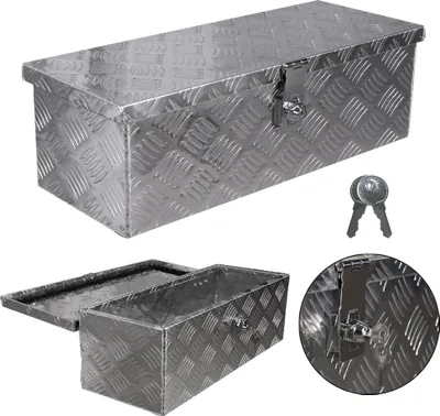 Produktbild von trucky Truckbox, Deichselbox Aluminium, Anhängerbox 15 Größen, Werkzeugkiste mit Schloss und Schlüssel, stabil und wasserdicht, Boxentyp:D025 (59 x 24 x 18 cm)