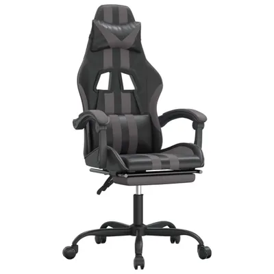 Produktbild von Gaming-Stuhl mit Fußstütze Schwarz und Grau Kunstleder