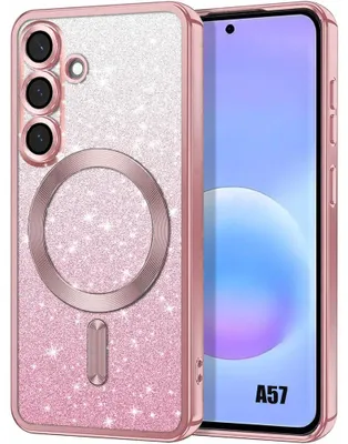 Image de Coque pour Samsung Galaxy A57 5G, Protection Paillettes Silicone avec Cercle Magnétique - Rose