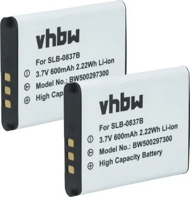Produktbild von vhbw 2x Akku Ersatz für Samsung SLB-0837b für Kamera (500 mAh, 3,7 V, Li-Ion)