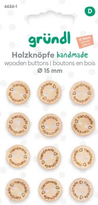 Produktbild von Gründl Holzknöpfe Handmade 15 mm 12 Stück