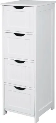 Image de Meuble de rangement pour salle de bain - 4 compartiments - Étagère de rangement - 30 x 30 x 81 cm - Blanc