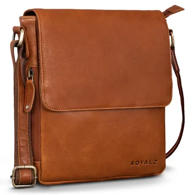 Produktbild von ROYALZ "Cleveland" Umhängetasche Herren Leder Klein - Vintage Männer Schultertasche aus Echtleder im Vintage Look - Ledertasche für Freizeit City Alltag Ausflüge