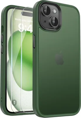 Image de Étui pour téléphone portable iPhone 15 : Étui antichoc Vert Mat
