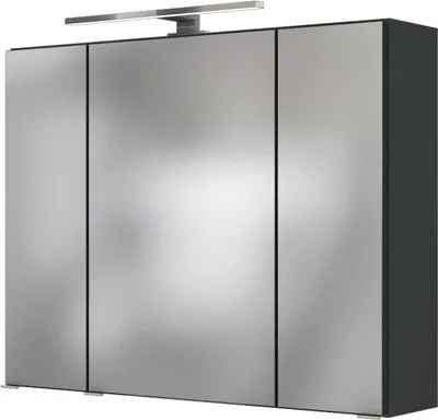 Produktbild von 3D-Spiegelschrank Badschrank Hängeschrank Spiegel Wandschrank Badmöbel "Baabe I" Graphit 80 cm