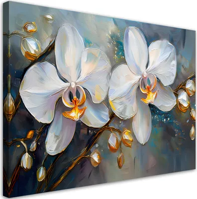 Immagine prodotto di Quadro su tela Orchidee Fiori bianchi 120x80 Feeby Bianco quadro per la parete pronto per essere appeso
