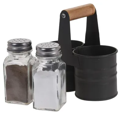 Image de Excellent Housware Salière et poivrière SERVEUR D'ÉPICES avec support Boîtes à épices