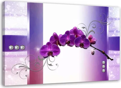 Produktbild von Leinwandbild lila orchidee abstrakt 3d 90x60 cm Feeby lila wandbild bereit zum aufhängen
