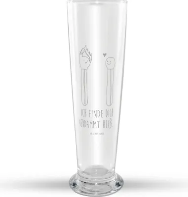 Produktbild von Mr. & Mrs. Panda Bierglas Streichhölzer - Transparent - Geschenk, Liebesbeweis, Weizen Glas, Weißbierglas, Weizenbier, Liebesgeschenk, Freundin, Bier, Mr Mrs Weizenglas
