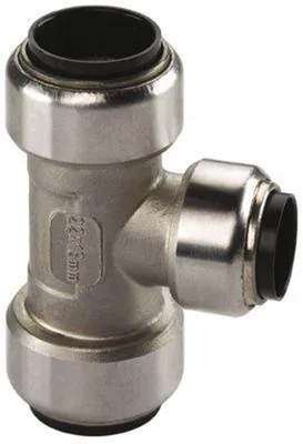 Produktbild von Edelstahl Steckfitting Tectite T-Stück Mittelabgang reduziert 35 x 28 x 35 mm DVGW