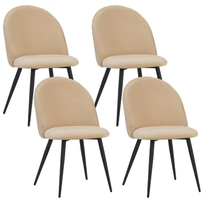 Obrázek produktu pro Židle do jídelny Albatros se sametovým potahem sada 4 židlí CAPO, béžová - stylový vintage design, elegantní čalouněná židle k jídelnímu stolu - židle do kuchyně nebo jídelny s vysokou nosností