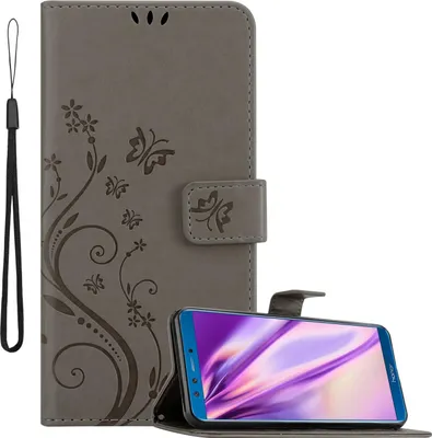 Produktbild von Cadorabo Hülle für Honor 9X LITE Schutz Hülle in Grau Schutzhülle Handy Hülle Etui Case Blumen Flower