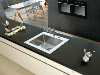 Produktbild von Küchenspüle Glas Einbauspüle Edelstahl Spüle 55 x 53 Weiß Respekta New York