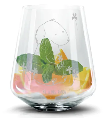 Produktbild von Mr. & Mrs. Panda Whiskyglas Hund Kleeblatt - Transparent - Geschenk, Motivation, Viel Glück, Selbstliebe, Highball Glas, Trinkglas, Tumbler, Martini, Cocktailglas